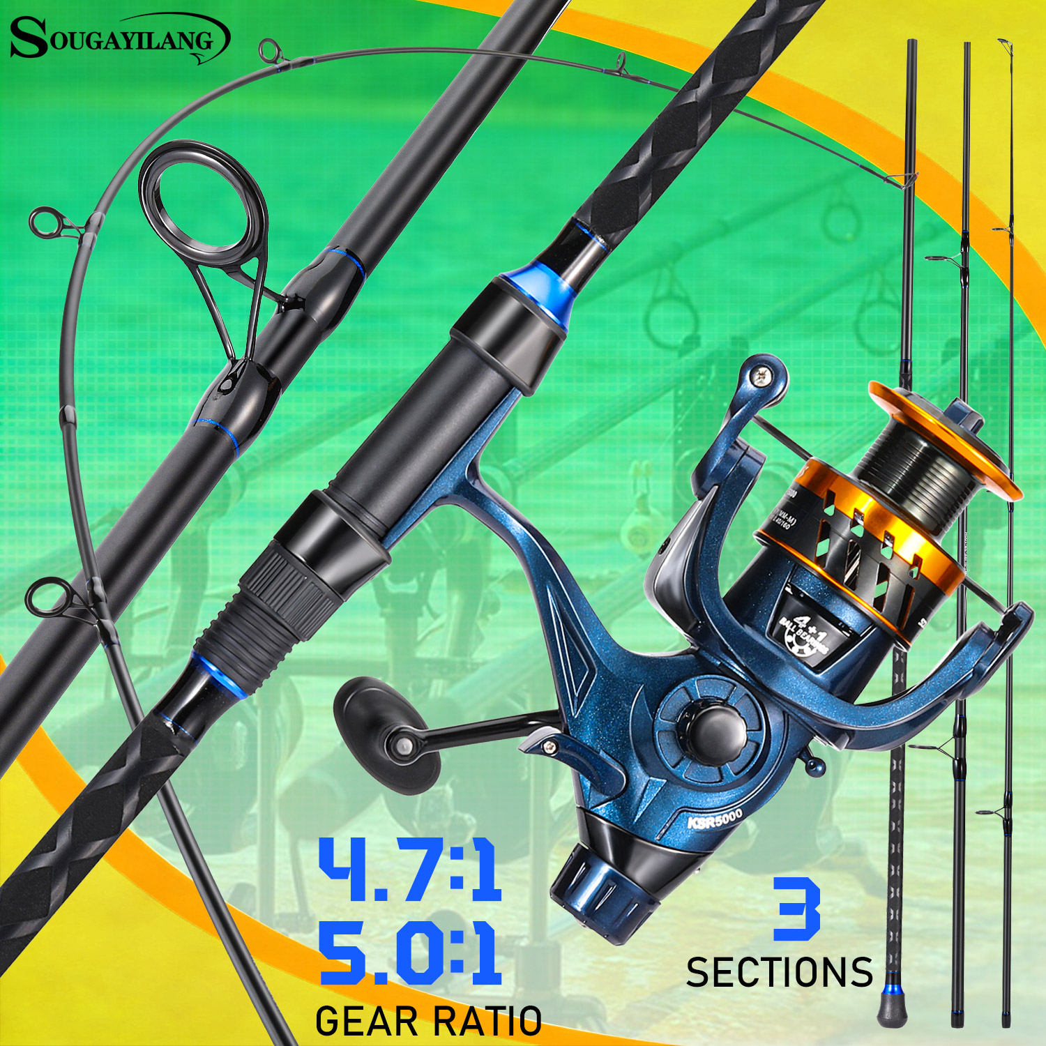 Sougayilang 3 Sections Surf Fi - Fishing Rod Carbon Fiber 리뷰 및 가격