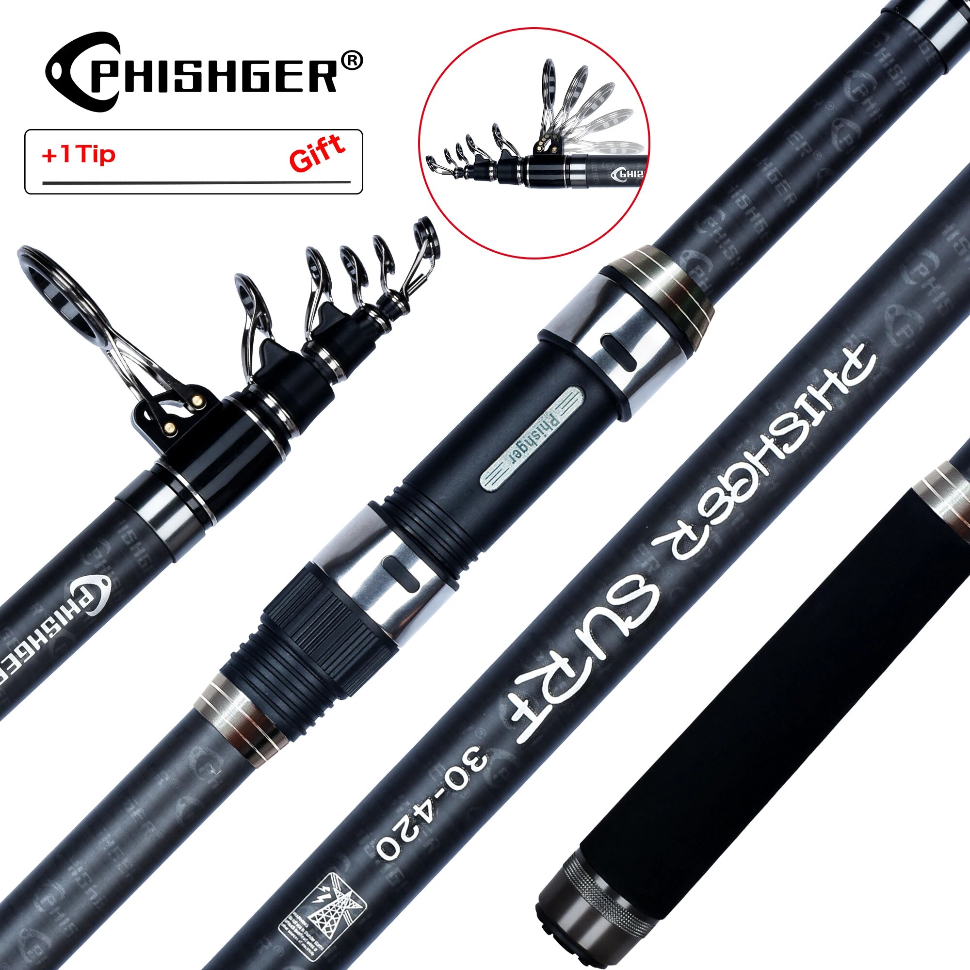 PHISHGER Telescopic Surf Spinn - Fishing Rod Surf 리뷰 및 가격