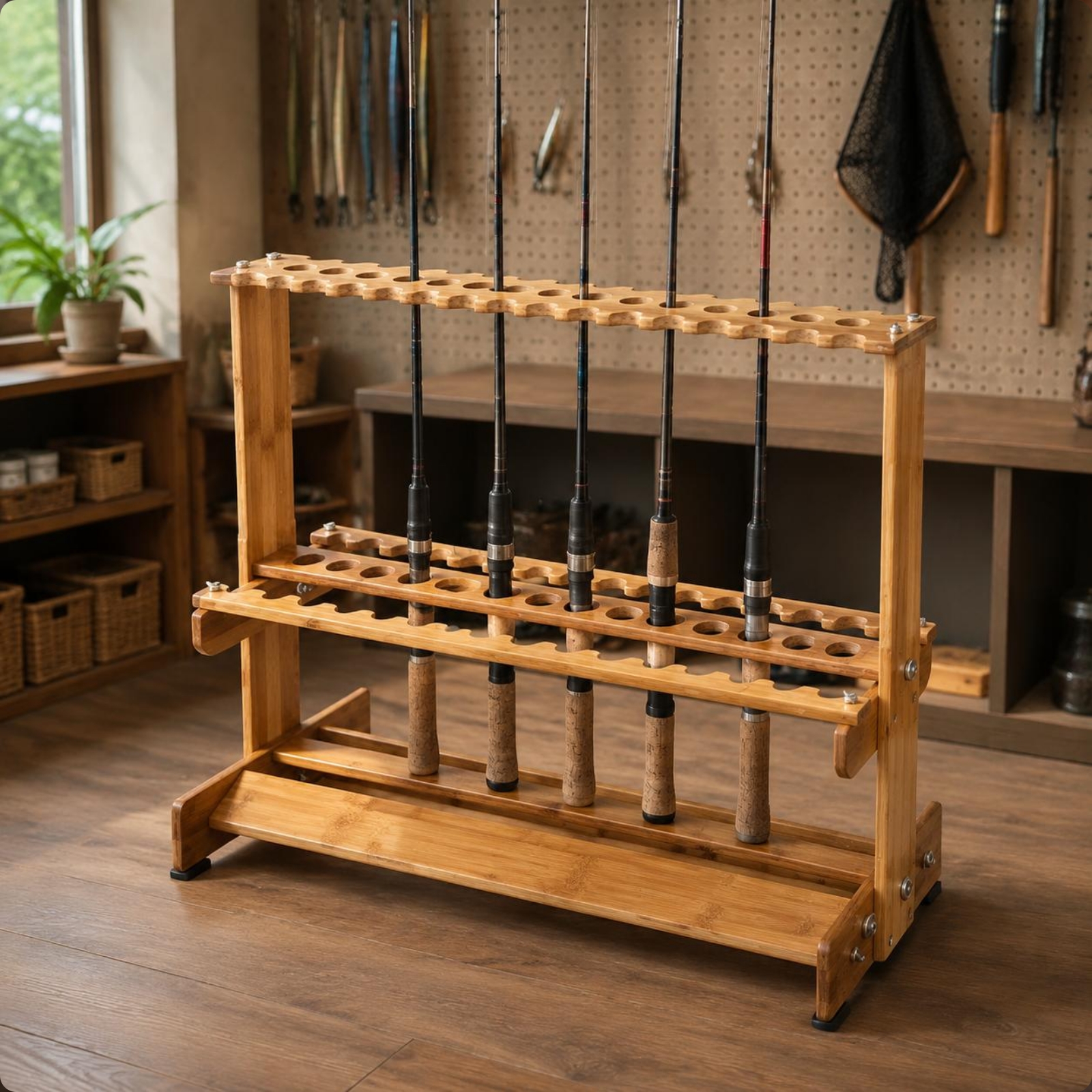 Bamboo Fishing Rod Rack Circul - Fishing Rod Rack 리뷰 및 가격