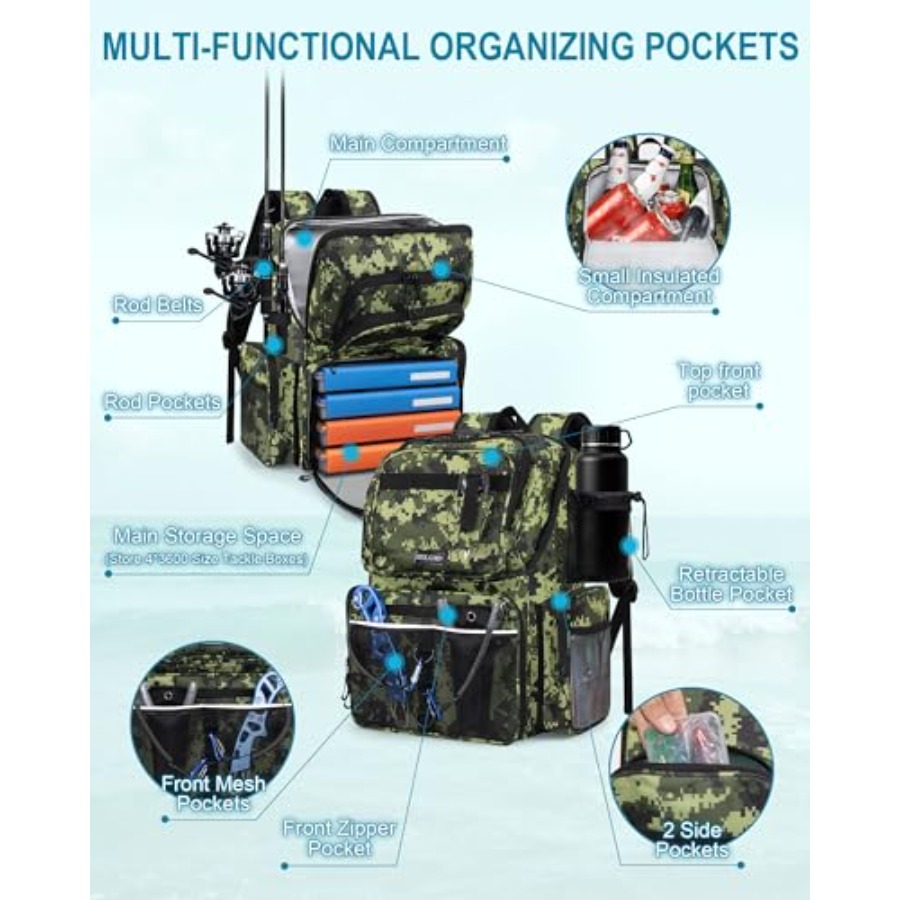 Fishing Backpack with Rod Hold - Fishing Rod Holder 리뷰 및 가격